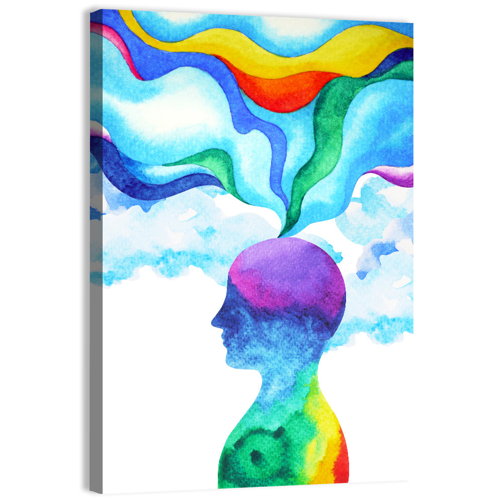 Thinking Mind Silhouette Wall Art, canvas print, portrait