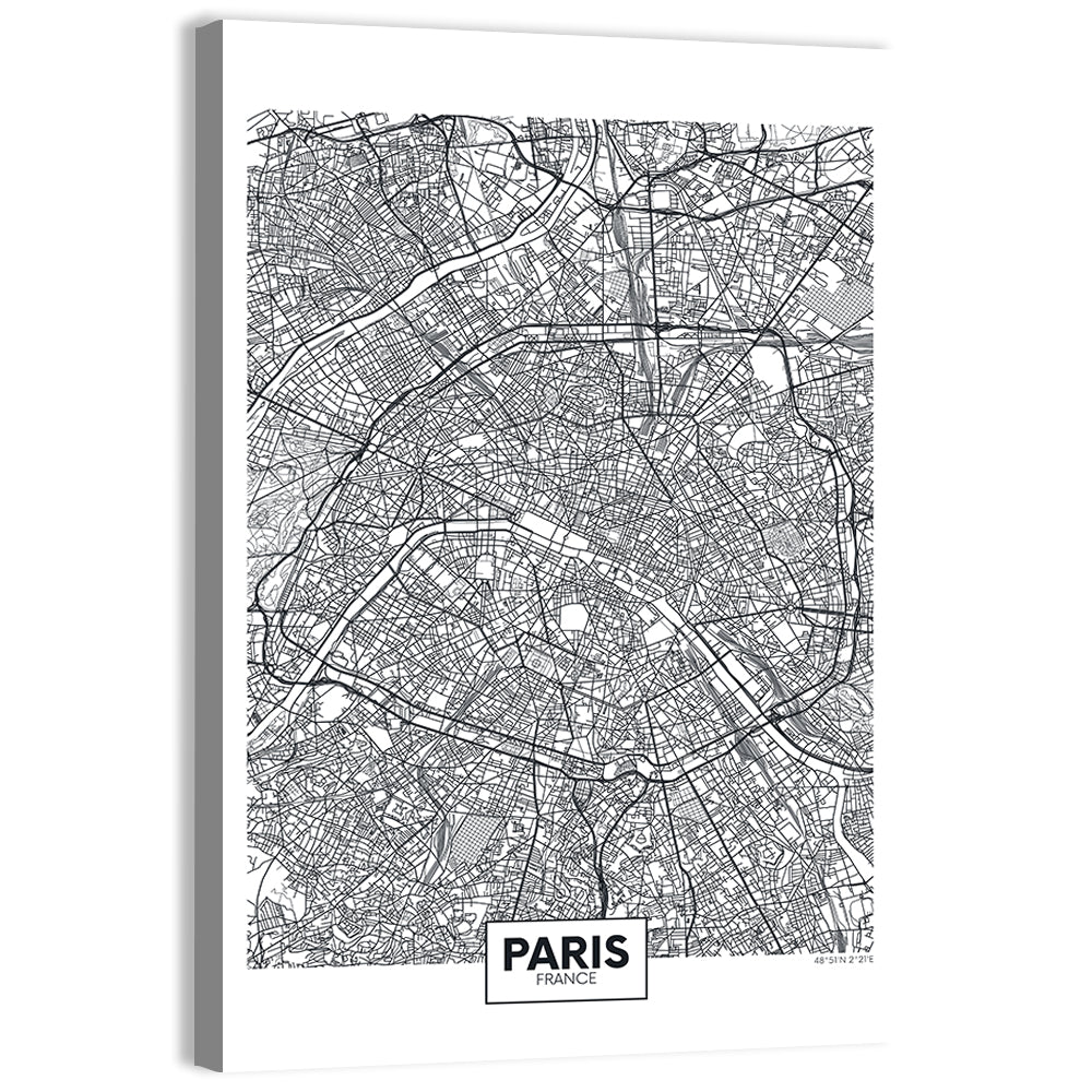 Paris Street Network Map Wall Art