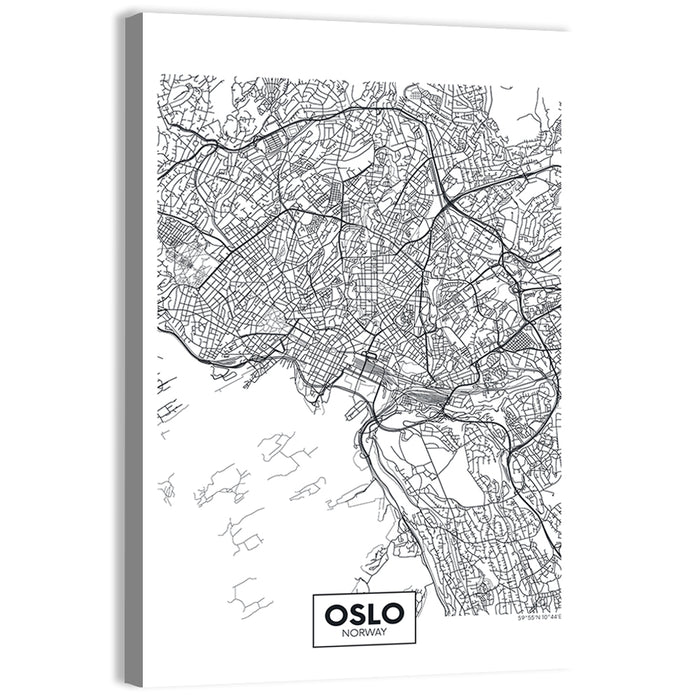 Oslo City Map Wall Art as a canvas print