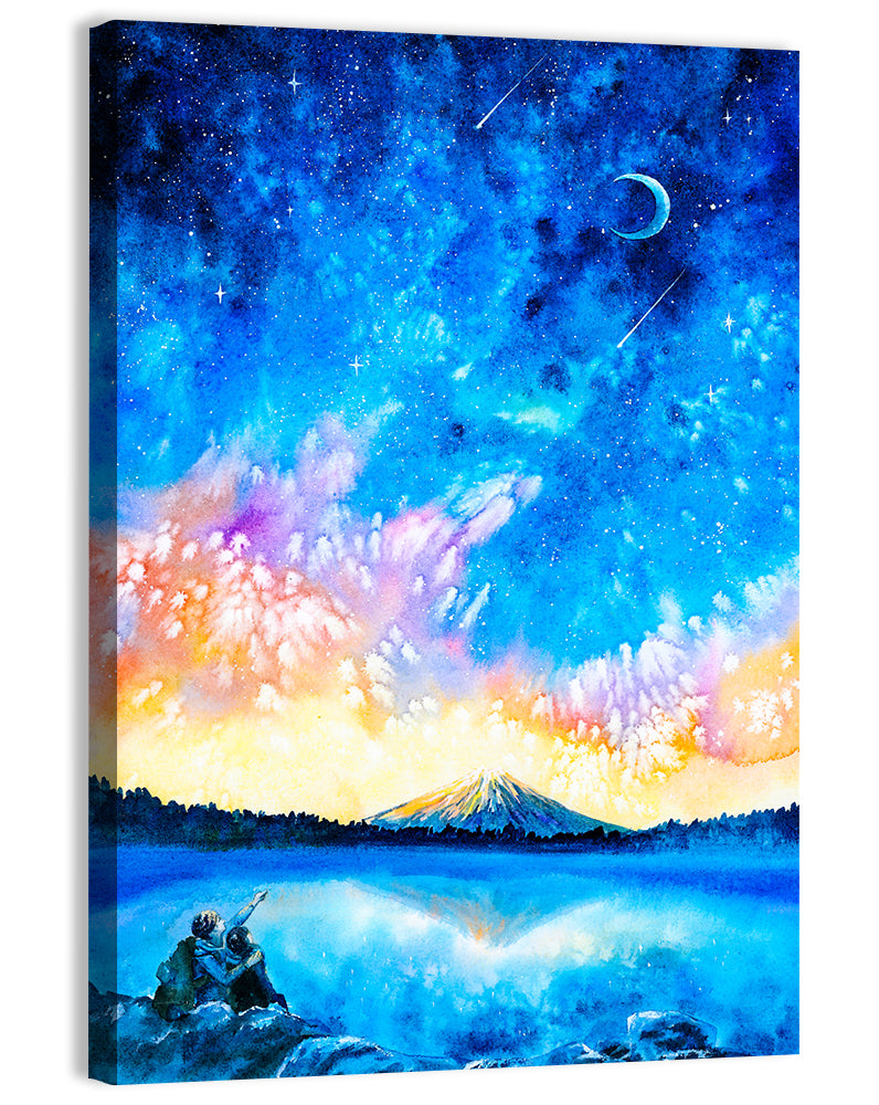 Starry Night Mountain Lake Wall Art