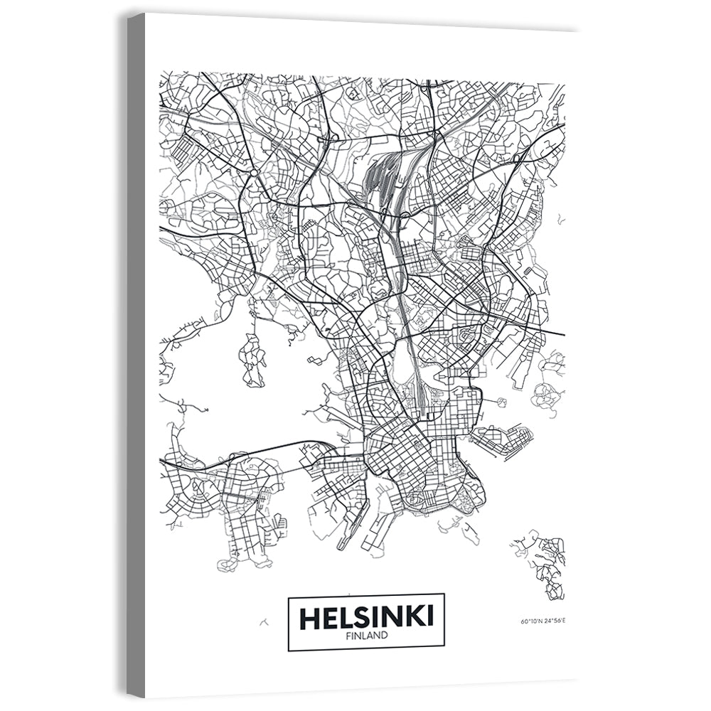 Helsinki Street Grid Map Wall Art