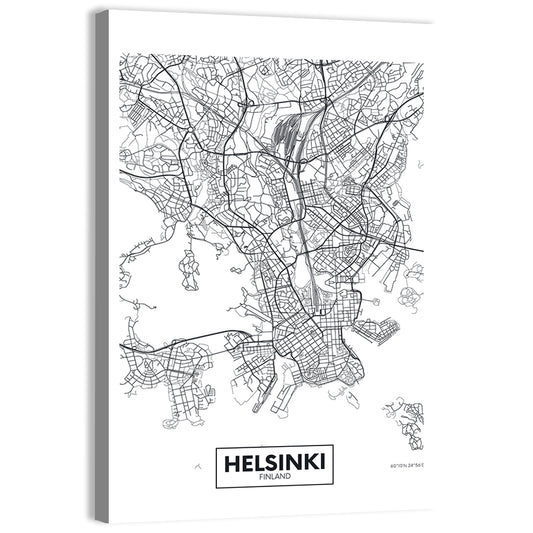 Helsinki City Map Wall Art