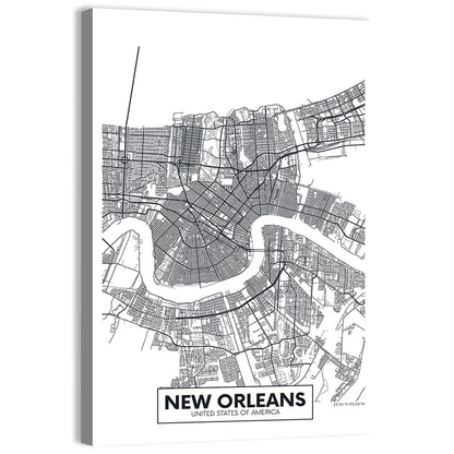New Orleans Minimalist City Map Wall Art