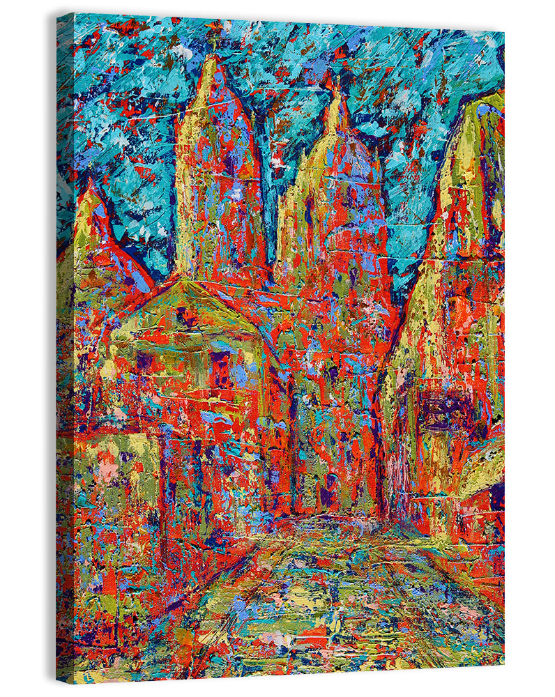 Gothic Spires Cityscape Wall Art, canvas print, portrait