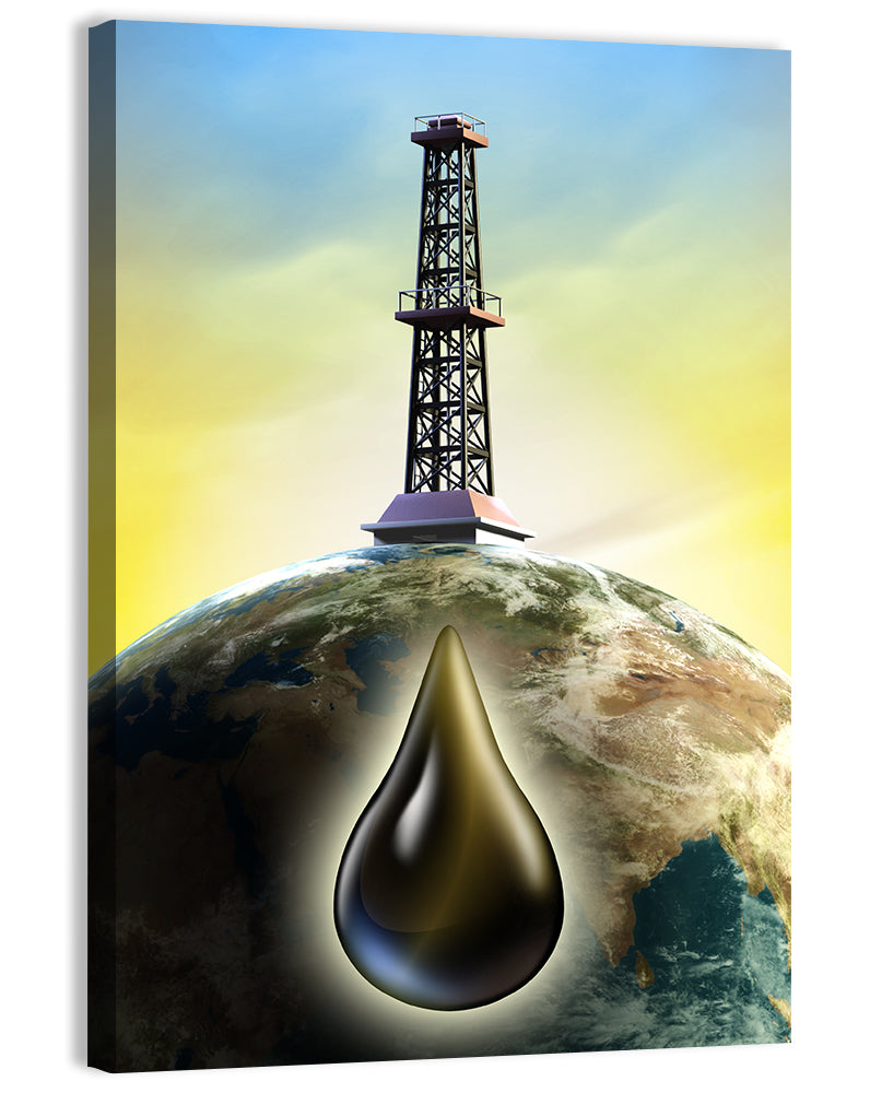 Oil Derrick with Glowing Drop Wall Art