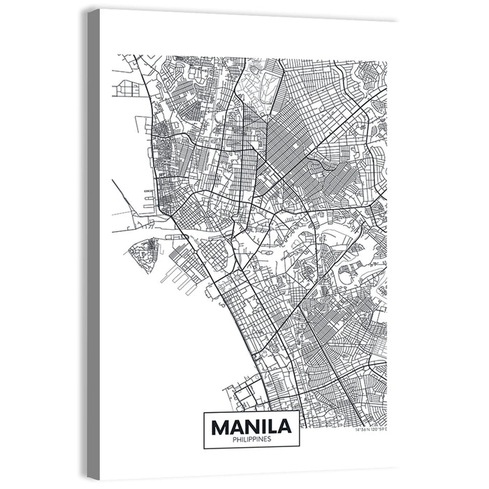Manila Minimalist City Map Wall Art as a canvas print