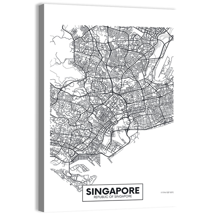 Singapore Minimalist City Map Wall Art as a canvas print