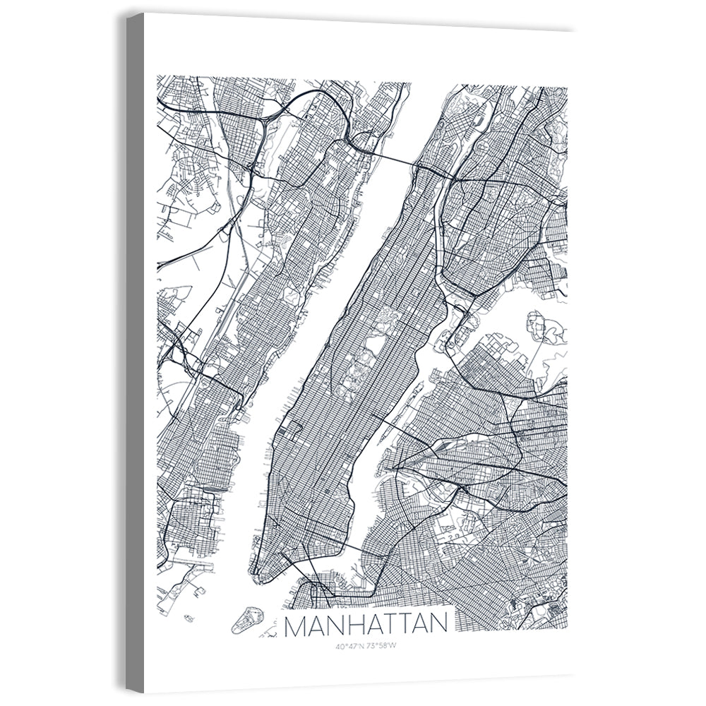 Manhattan City Map Wall Art