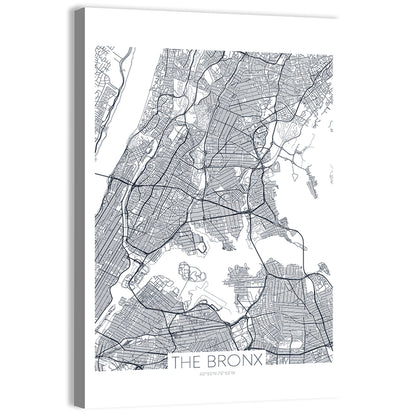 Bronx Black and White Map Wall Art