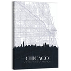 Chicago Skyline Map Wall Art