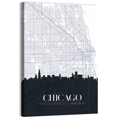 Chicago Skyline Map Wall Art