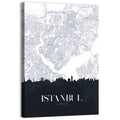 Istanbul Map and Skyline Wall Art