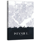 Istanbul Map and Skyline Wall Art
