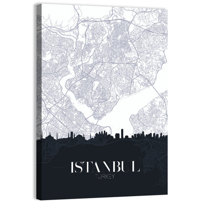 Istanbul Map and Skyline Wall Art