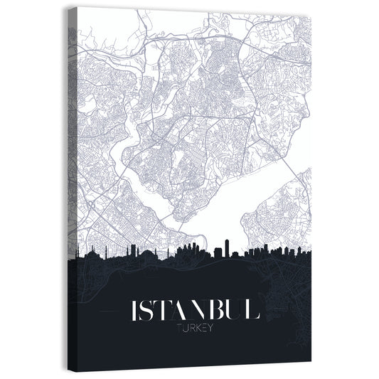 Istanbul City Map Wall Art