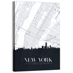 Manhattan Map with Skyline Wall Art