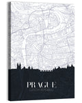 Prague Map with Charles Bridge Wall Art