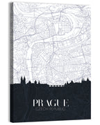 Prague Map with Charles Bridge Wall Art