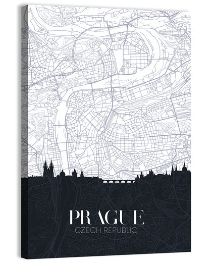 Prague Map with Charles Bridge Wall Art