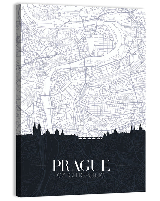 Prague City Map Wall Art