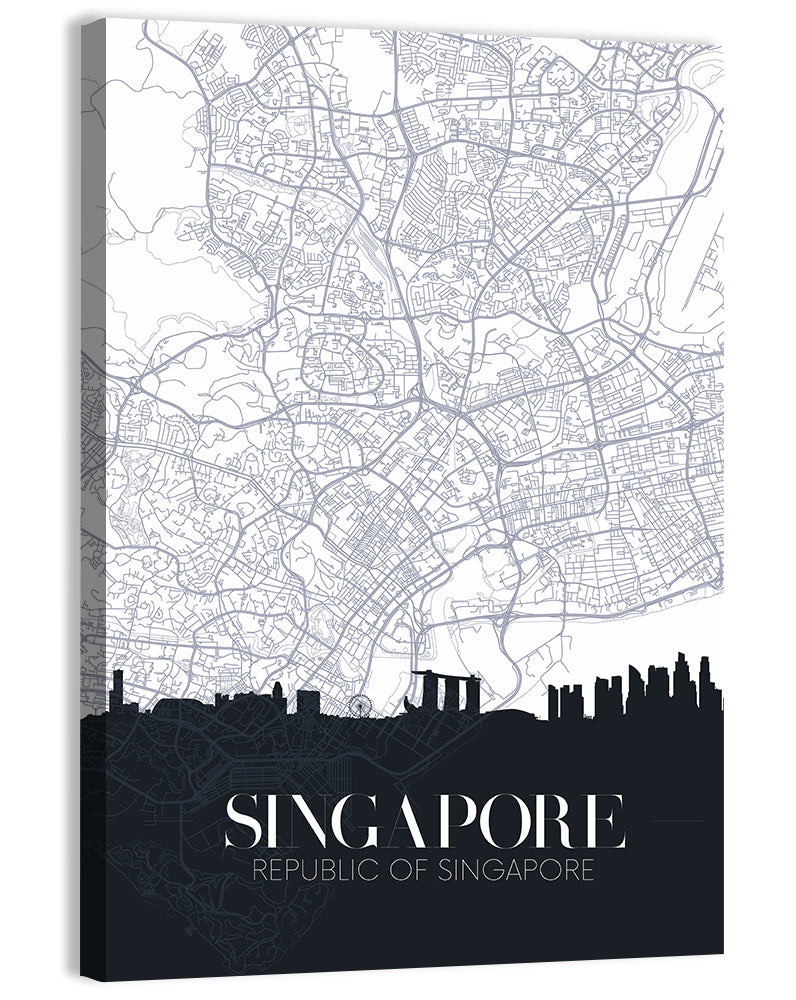 Singapore City Map Silhouette Wall Art