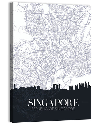 Singapore City Map Silhouette Wall Art