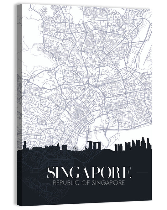 Singapore City Map Wall Art