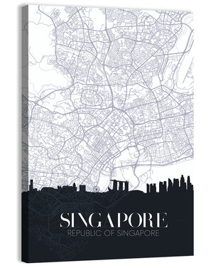 Singapore City Map Wall Art