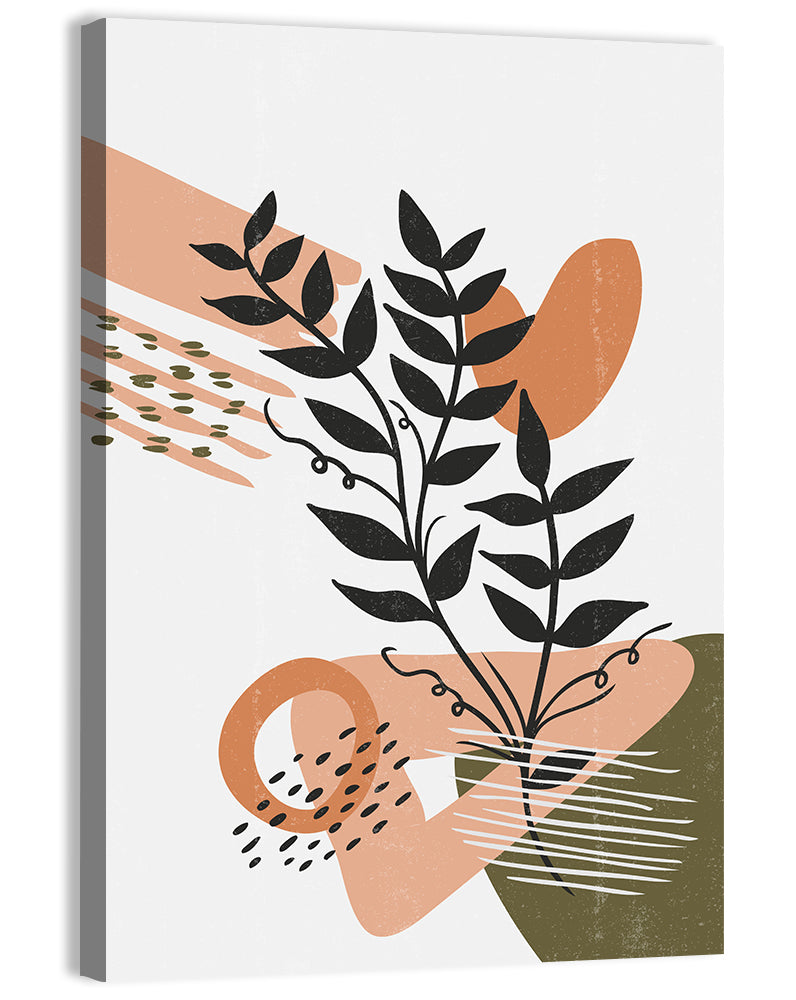 Olive Botanical Leaves Abstract Wall Art, canvas print, portrait