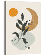 Leafy Branch with Sun and Moon Wall Art