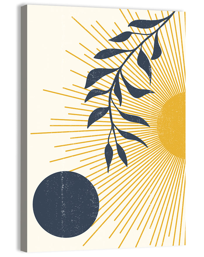 Textured Sun and Moon Abstract Wall Art as a canvas print