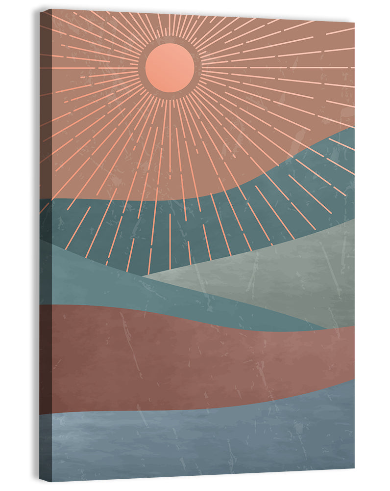 Minimalist Mountain Sunrise Wall Art, canvas print, portrait