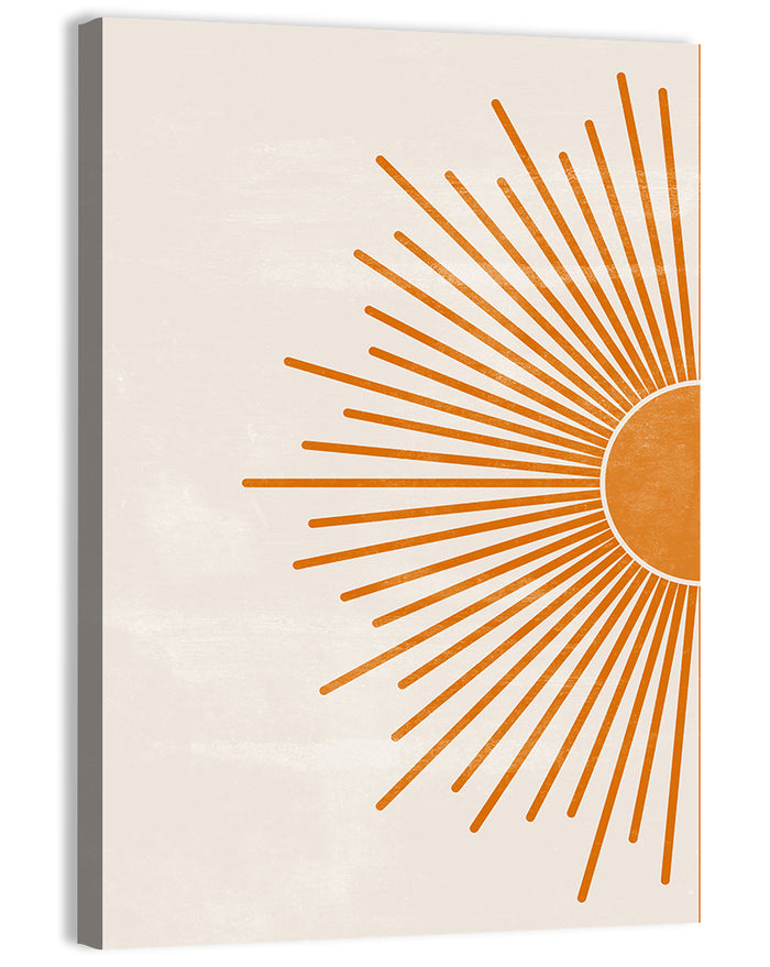 Orange Sunburst Minimalist Wall Art as a canvas print