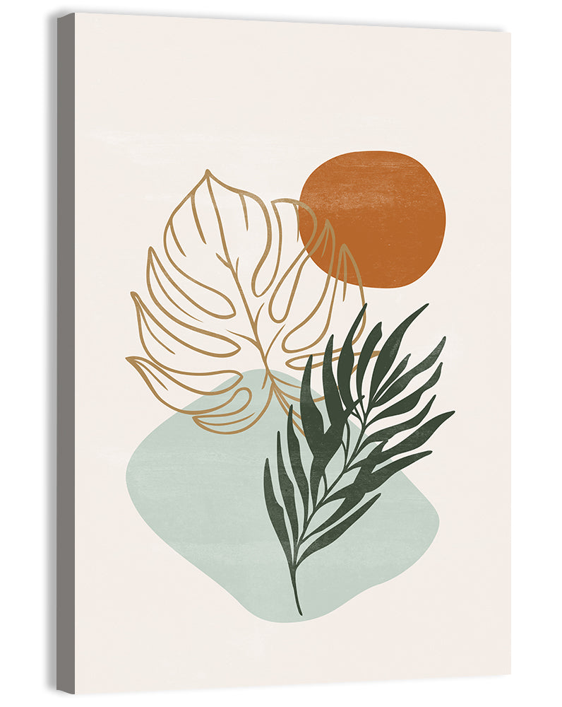 Monstera Sun Botanical Composition Wall Art, canvas print, portrait