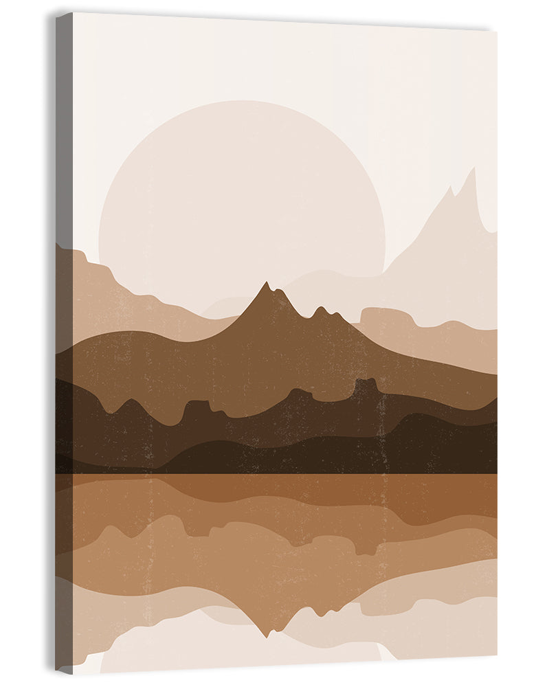 Layered Mountain Lake Sunset Wall Art