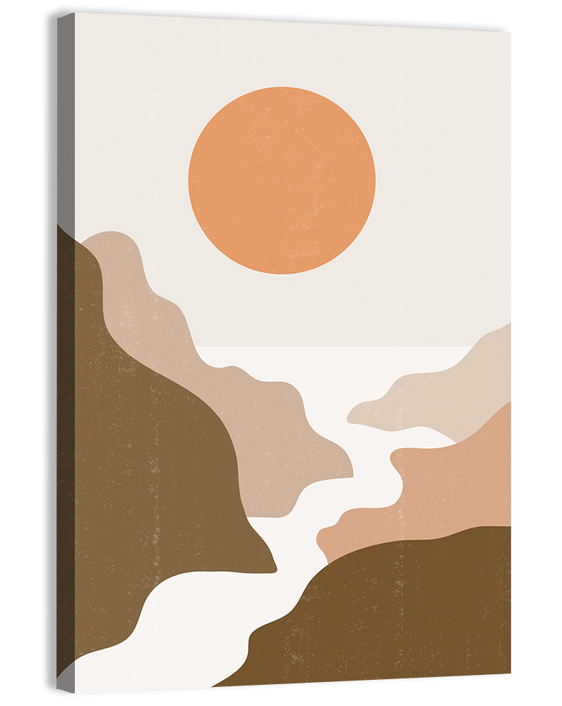 Sun Over Canyon River Wall Art, canvas print, portrait