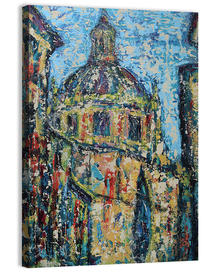 Salamanca Cathedral Street Wall Art as a canvas print
