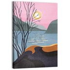 Sunset Over Lake with Bare Tree Wall Art
