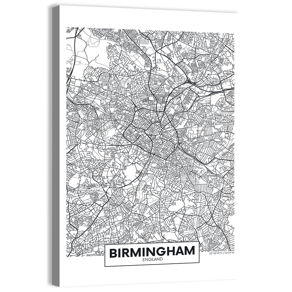 Birmingham Minimalist City Map Wall Art