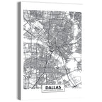 Dallas City Map with Coordinates Wall Art