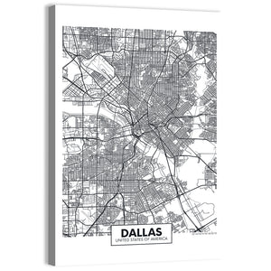 Dallas City Map Wall Art