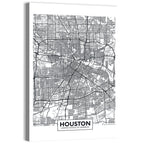 Houston Street Grid Map Wall Art
