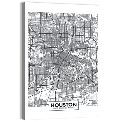 Houston Street Grid Map Wall Art