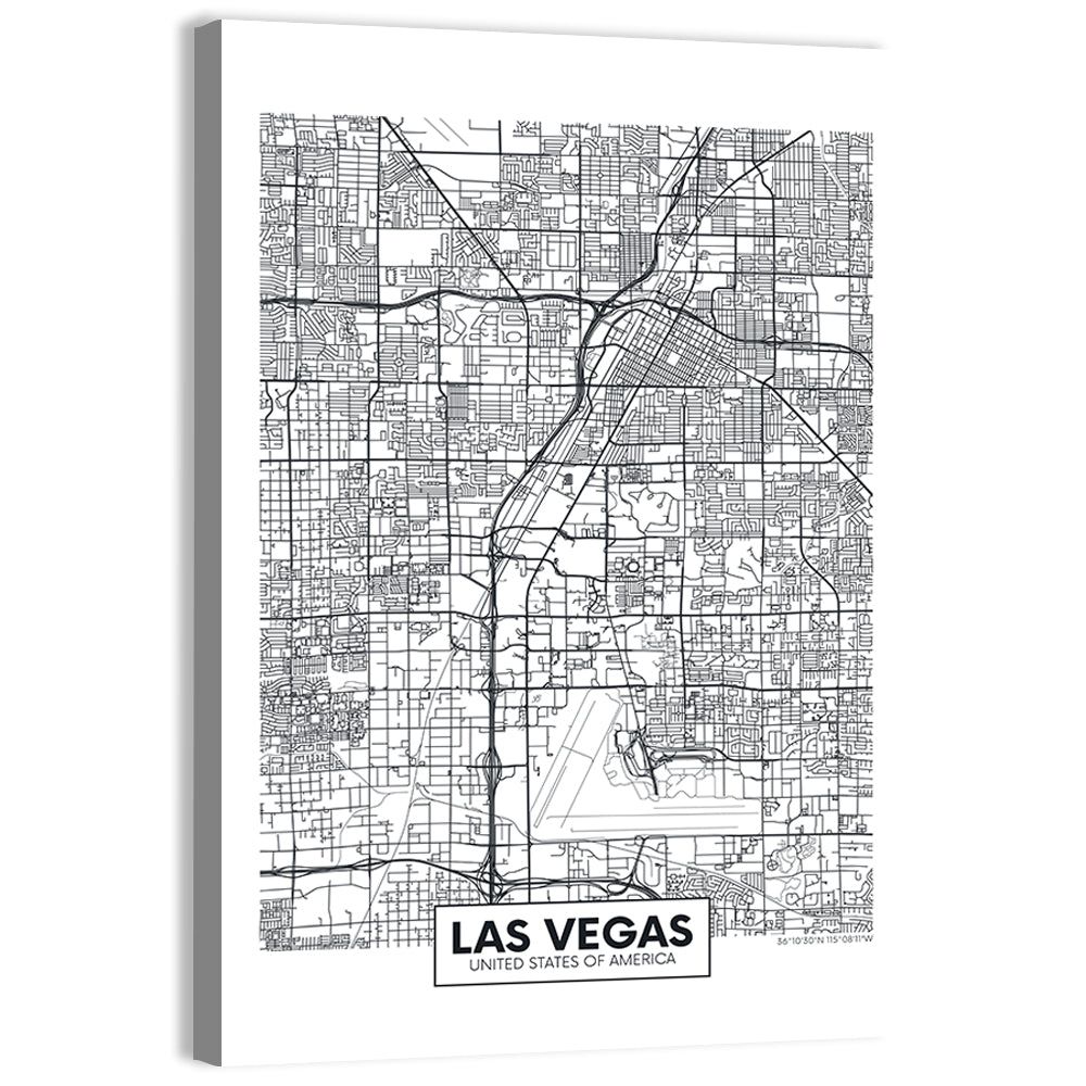 Las Vegas Street Grid Map Wall Art, canvas print, portrait