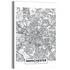 Manchester City Map, Minimalist Wall Art