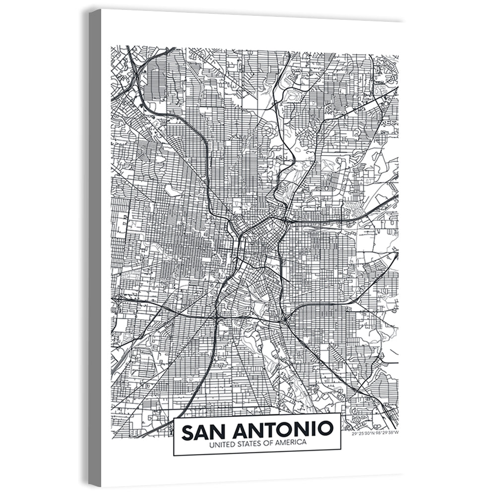 San Antonio Minimalist City Map Wall Art