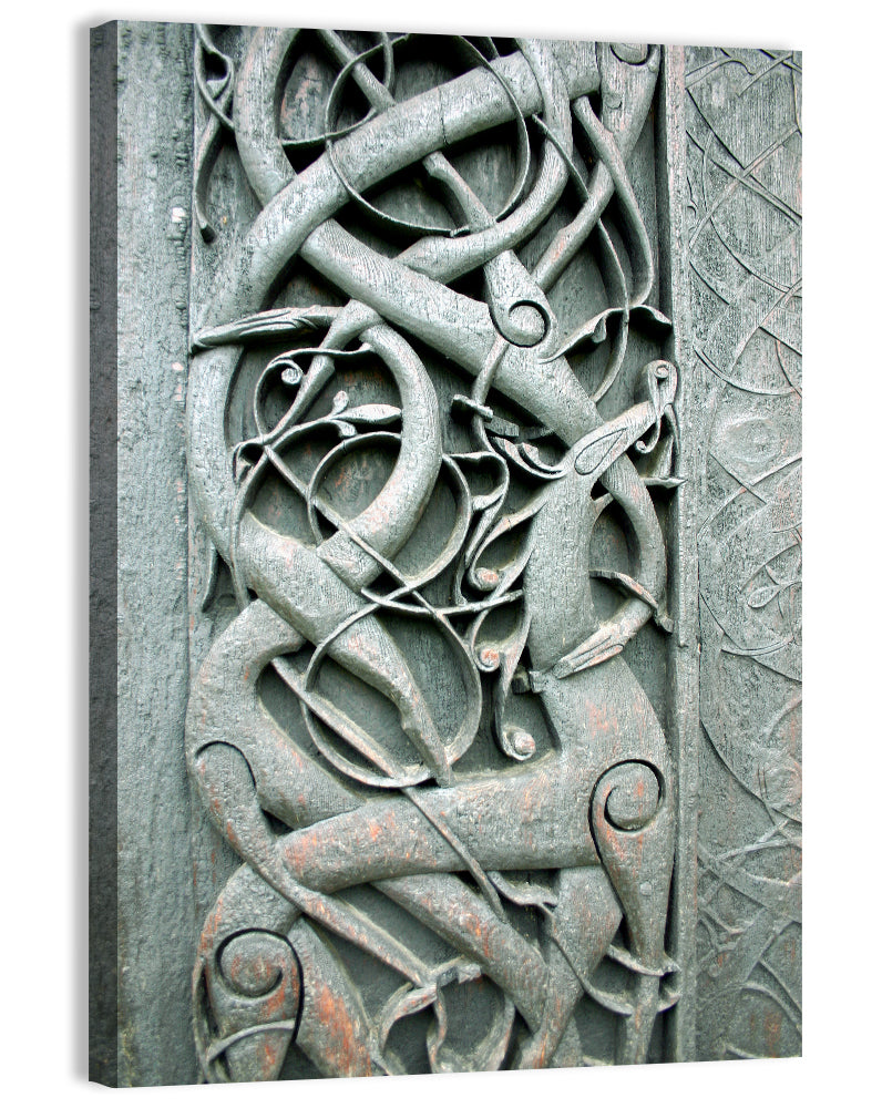Norwegian Urnes Wood Carving Wall Art