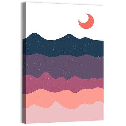 Crescent Moon Over Layered Mountains Wall Art
