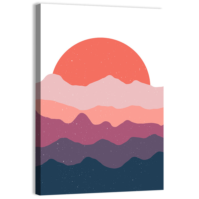 Layered Sunset Mountain Silhouettes Wall Art as a canvas print