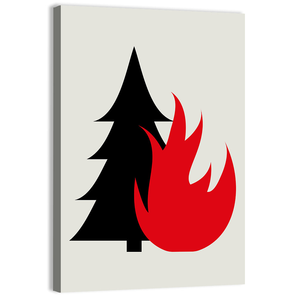 Forest Fire Minimalist Illustration Wall Art
